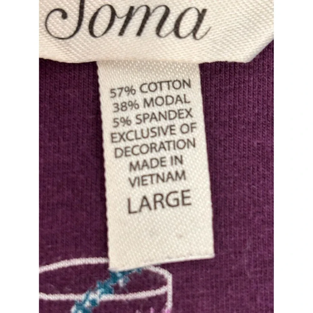 Soma Purple Champagne Toast Cheers Loungewear Holiday Cabincore Pajamas Set M